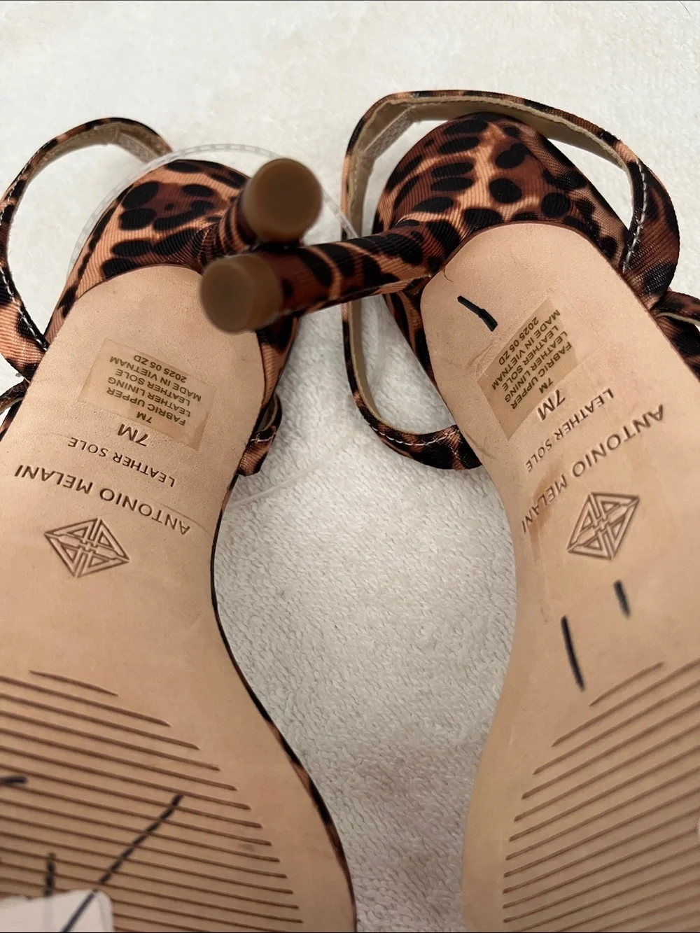 ANTONIO MELANI Leopard-Print Slingback Heels with Bead Accent - Brown/Black
